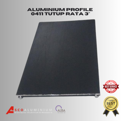 Aluminium Tutup rata 3 Inch Profil 0411 Alexindo | Kusen Aluminium | Aluminium Profile | Aluminium Batang